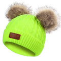 Double Pom-Pom Fluorescent Yellow Hat