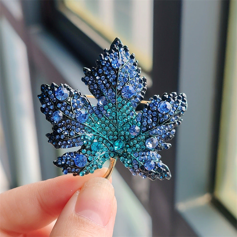 Close-up of Alloy Leaf Brooch - Image 2