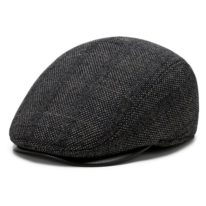 Men's winter beret hat with ear warmers