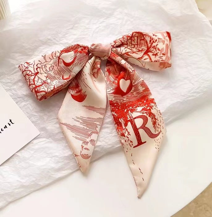 Floral patterned satin scarf for hair styling