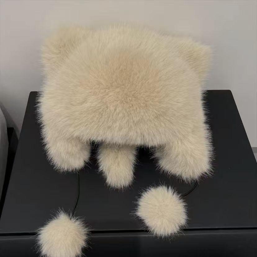 Black bear ear plush hat image 6