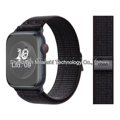 Stylish Nylon Braided Sports Band for Apple Watch - Compatible with Series 9/8/7/6/5/4/3/2/SE, Various Colors