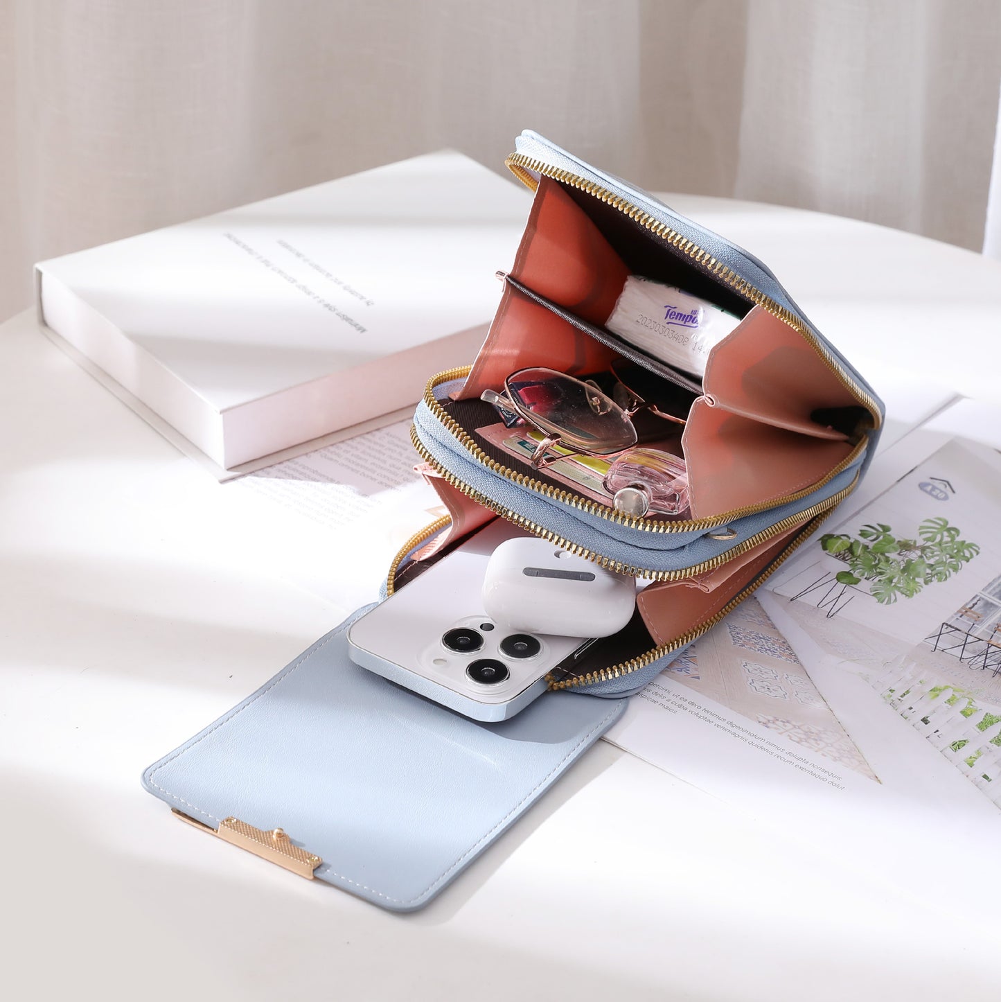 Brown multifunctional shoulder bag for women