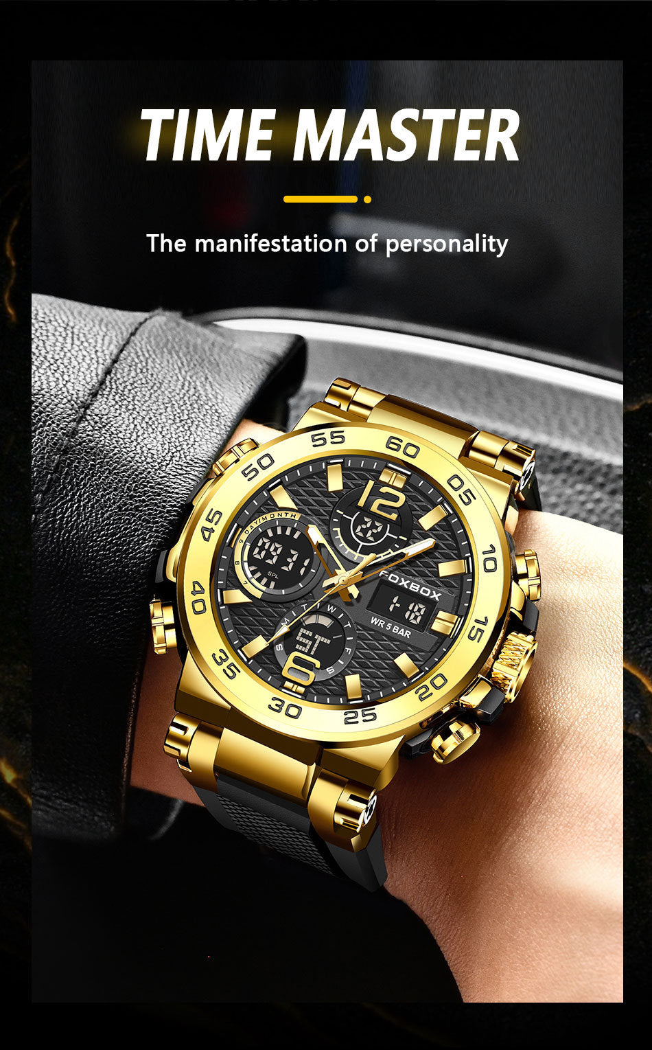 Men's watch with mineral glass and plastic case