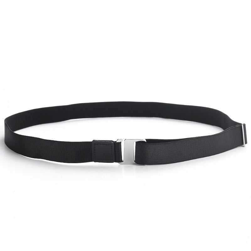 Shirt stay belt in black elastic fabric