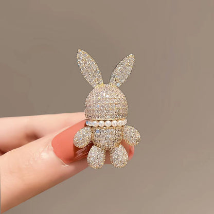 Gold Rabbit Brooch with crystals