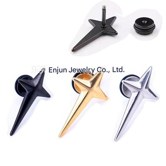 Fashion-forward unisex cross earrings in gold and black