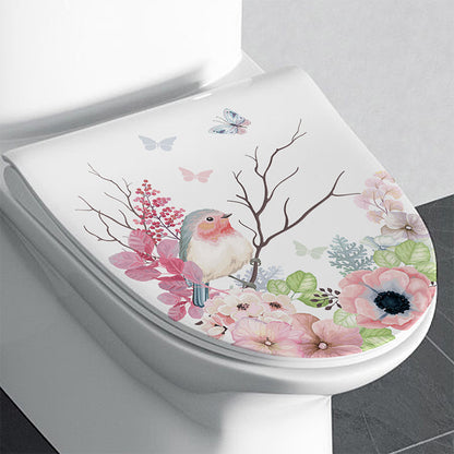 Charming Pink Floral Toilet Lid Cover Image 5