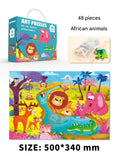 Set 6: 48-piece African Animals Gift Box Edition + Storage Bag Included (Pack of 2)