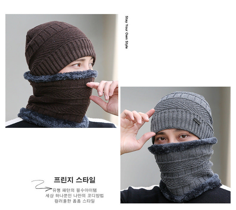 Navy knitted hat and neck warmer set