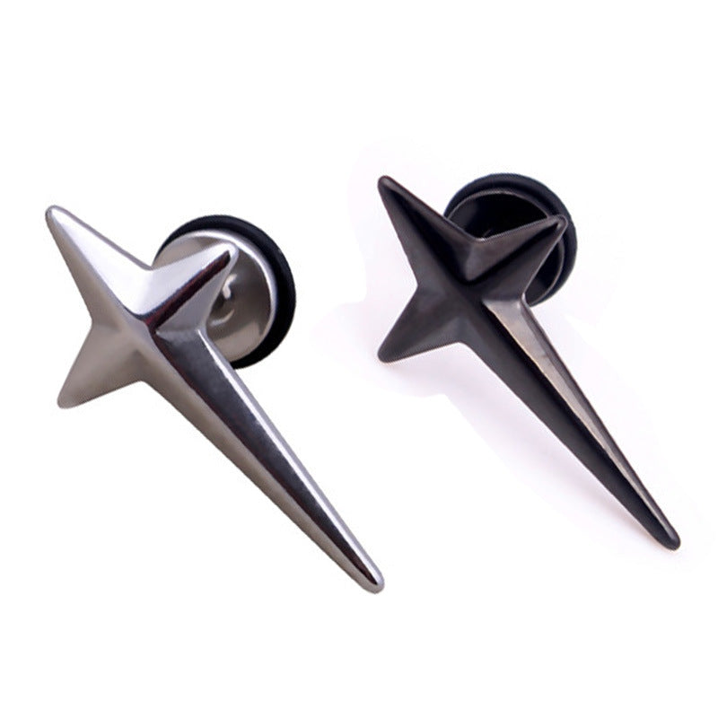 Trendy titanium steel cross earrings for men
