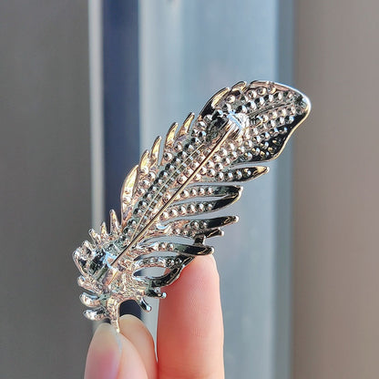 Chic alloy feather pin for women