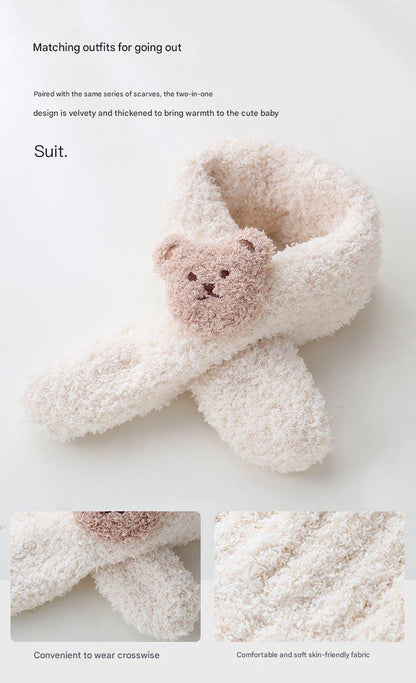 Baby winter hat set with plush bear design image 1