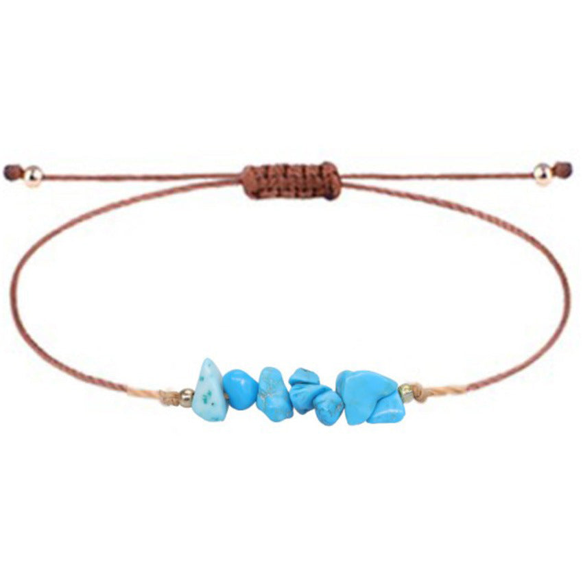 Handcrafted colorful crystal bracelet on a white background