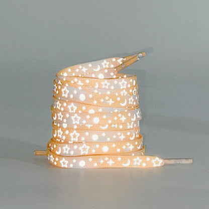 Image of reflective star galaxy shoelaces in white