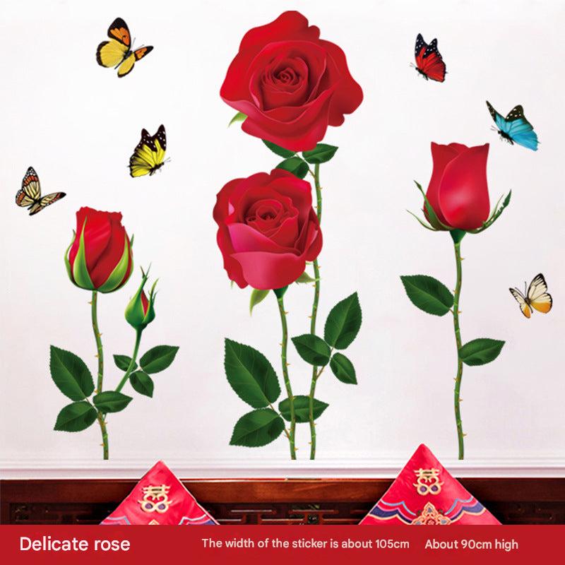 Classic Red Rose Wall Decal Image 1