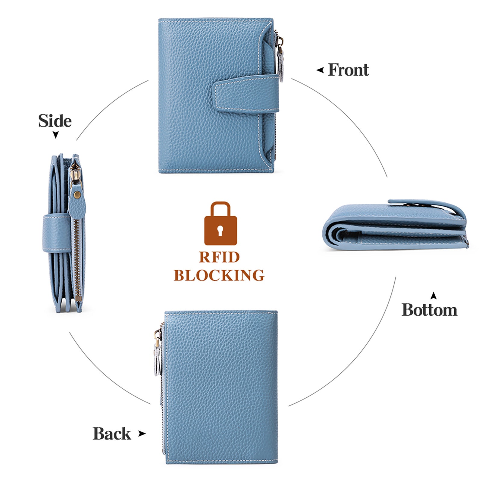 Premium leather wallet for women navy blue