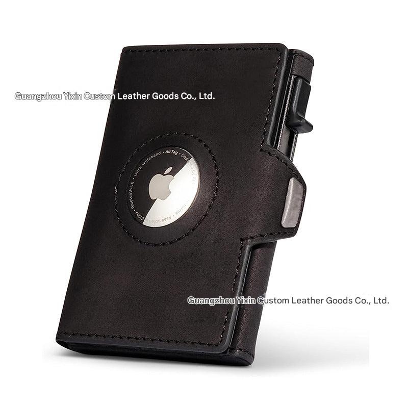 Leather wallet with AirTag tracker