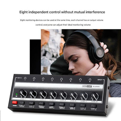 4-channel headphone amplifier on a desk