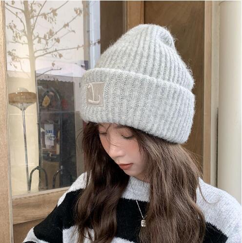 women's winter knit beanie hat - cream color