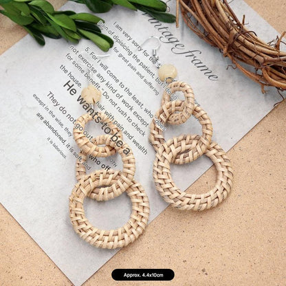 Bohemian vintage rattan earrings stylish design