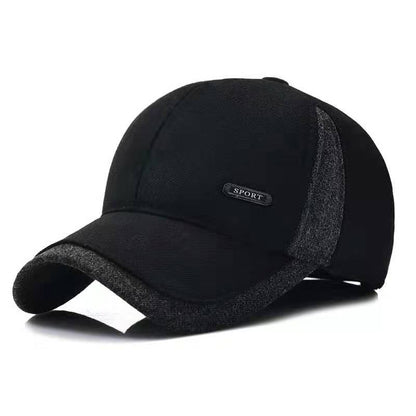 Warm cotton baseball cap in black and grey