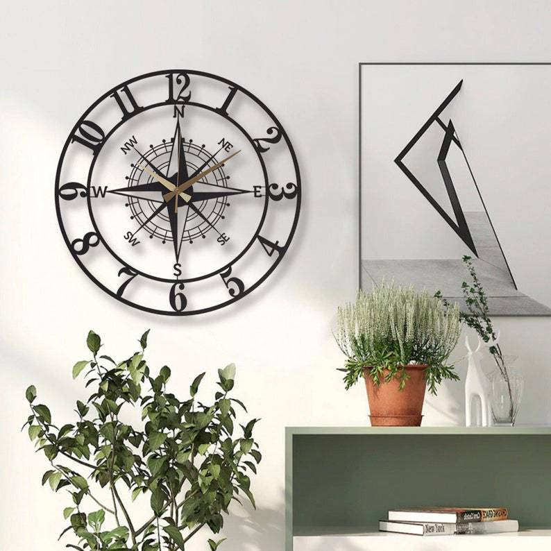 Creative wall clock with compass design