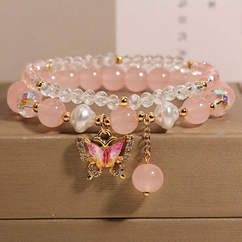 Cute Korean Style Crystal Butterfly Bracelet Image 2