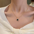Black Double-Sided Four-Leaf Clover (Gold)
