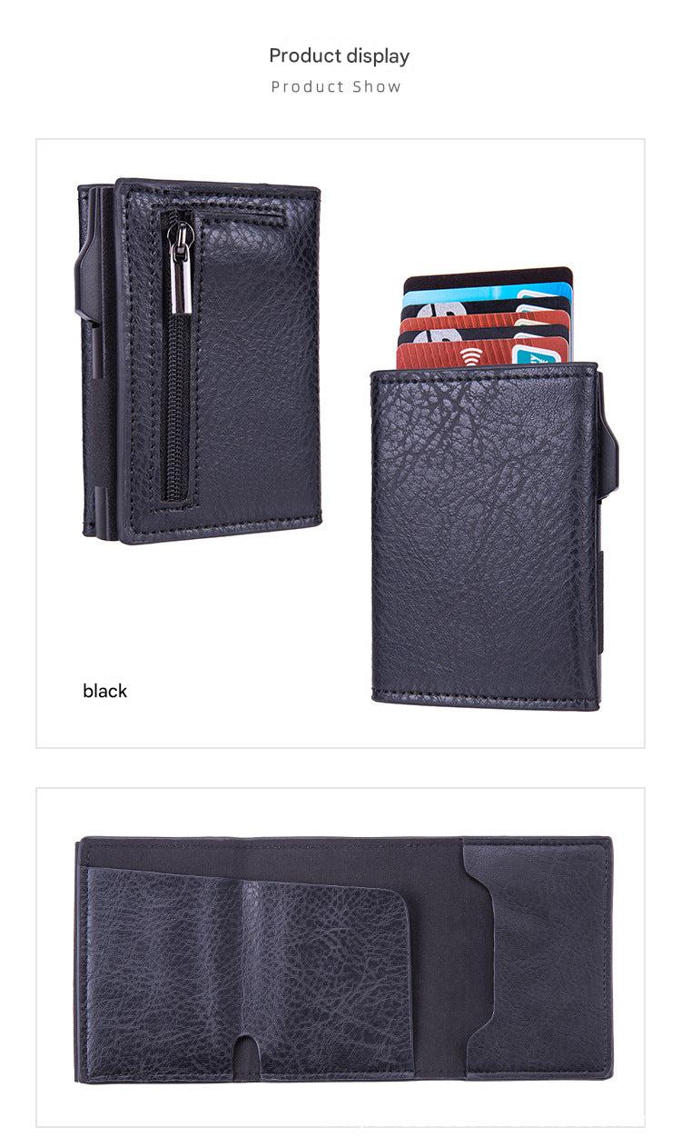 Aluminum wallet in hand for size comparison