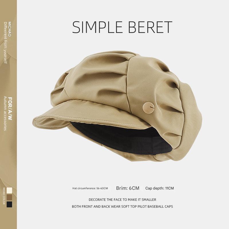 khaki women's beret hat