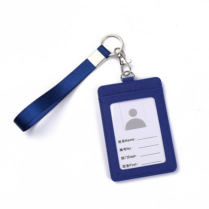 Blue PU leather multi-card holder with ID and pass slots