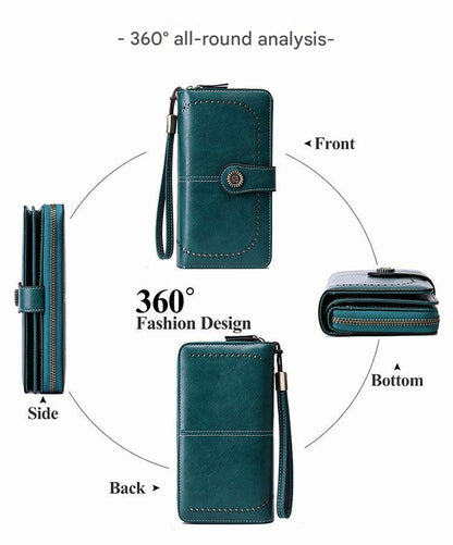 RFID blocking wallet in peacock blue