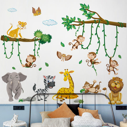 Colorful cartoon animal wall decal 2