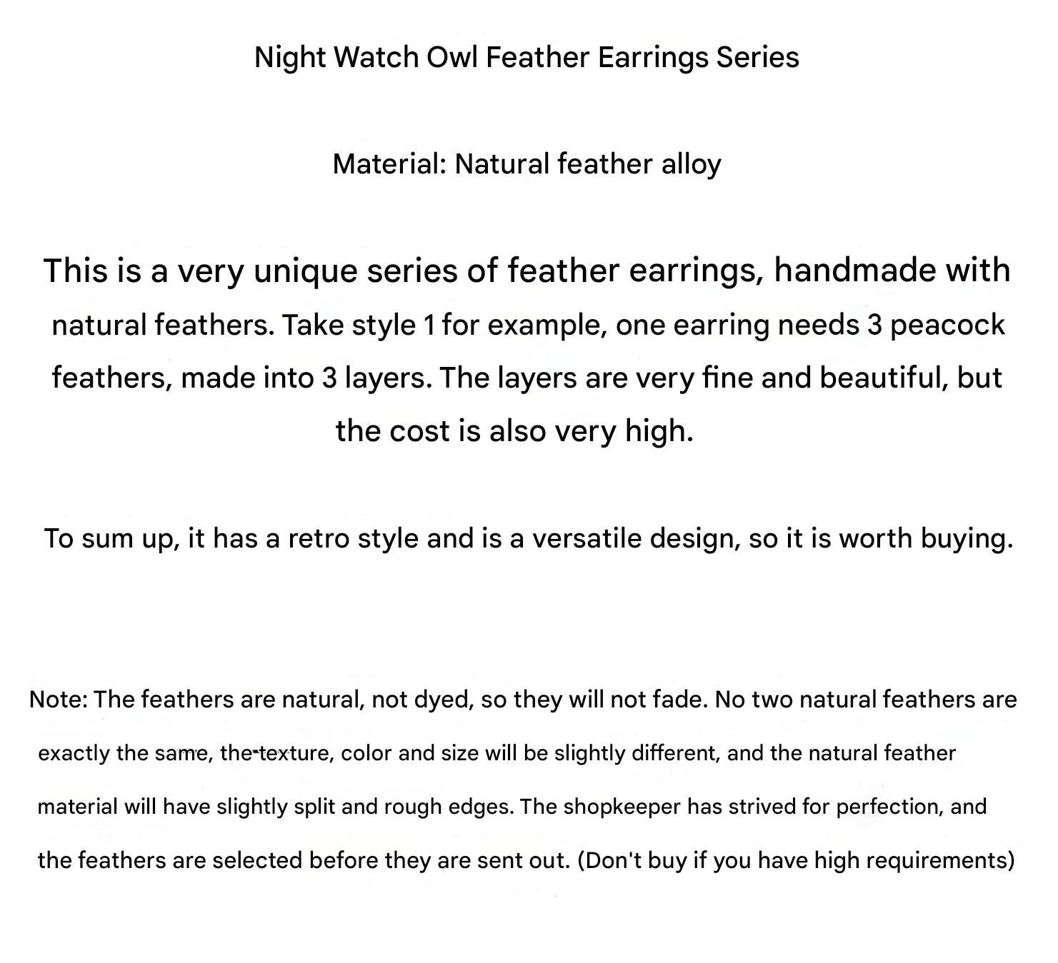 Colorful feather earrings on display