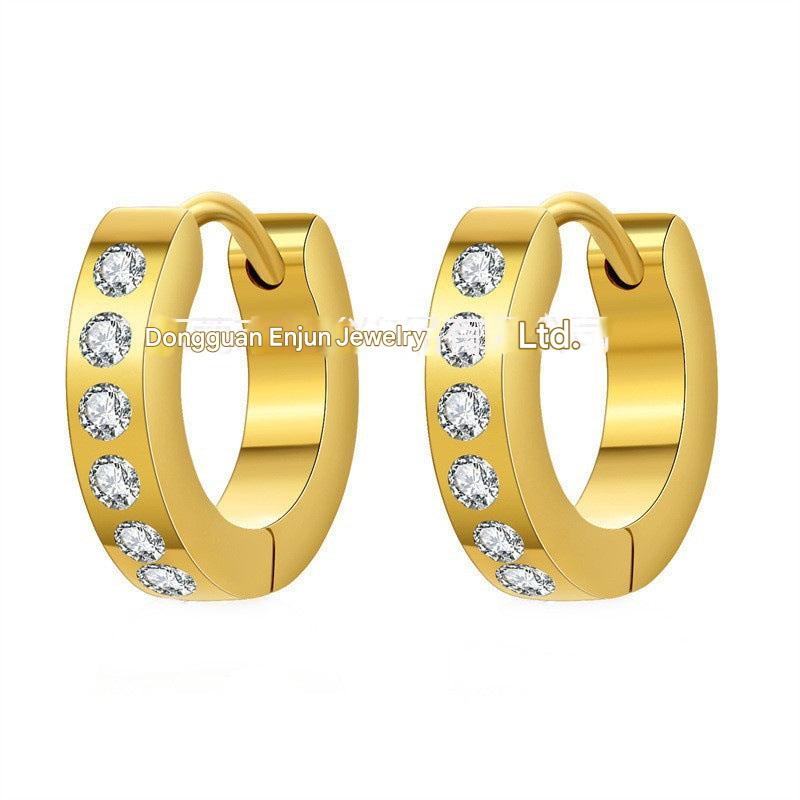Black geometric earrings featuring elegant zircon stones