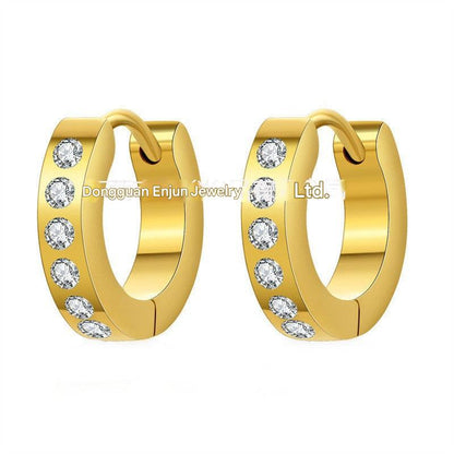 Black geometric earrings featuring elegant zircon stones