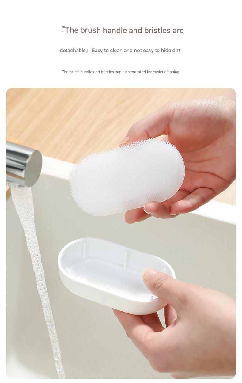 Ergonomic cleaning brush for gentle fabric care