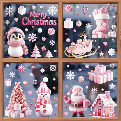 pink Christmas tree static cling decal
