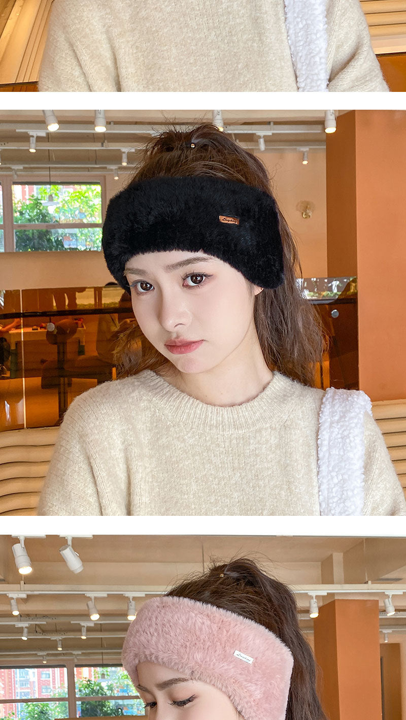 Image of winter fleece-lined ear warmer beanie in pink