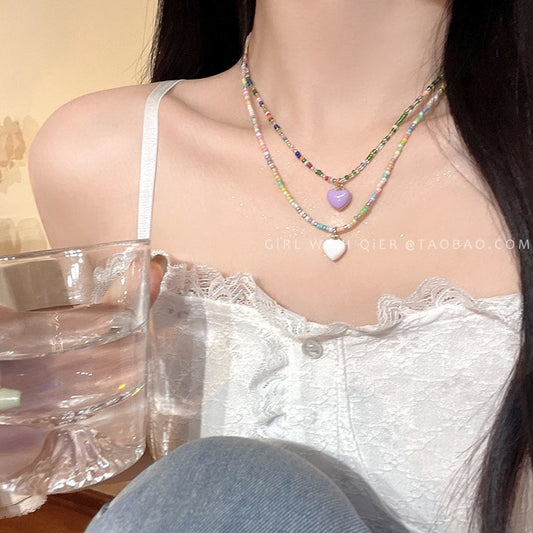 Colorful Heart Bead Necklace Image 10