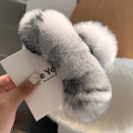 White Gray Leopard Print Real Rex Rabbit Fur [Extra Large 15cm]