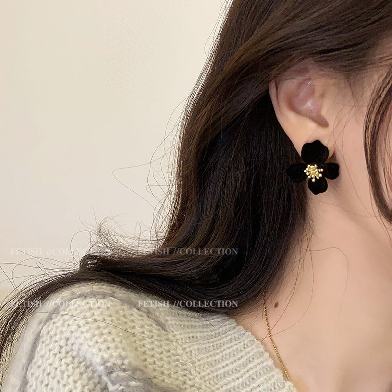 Chic Velvet Floral Earrings for Women