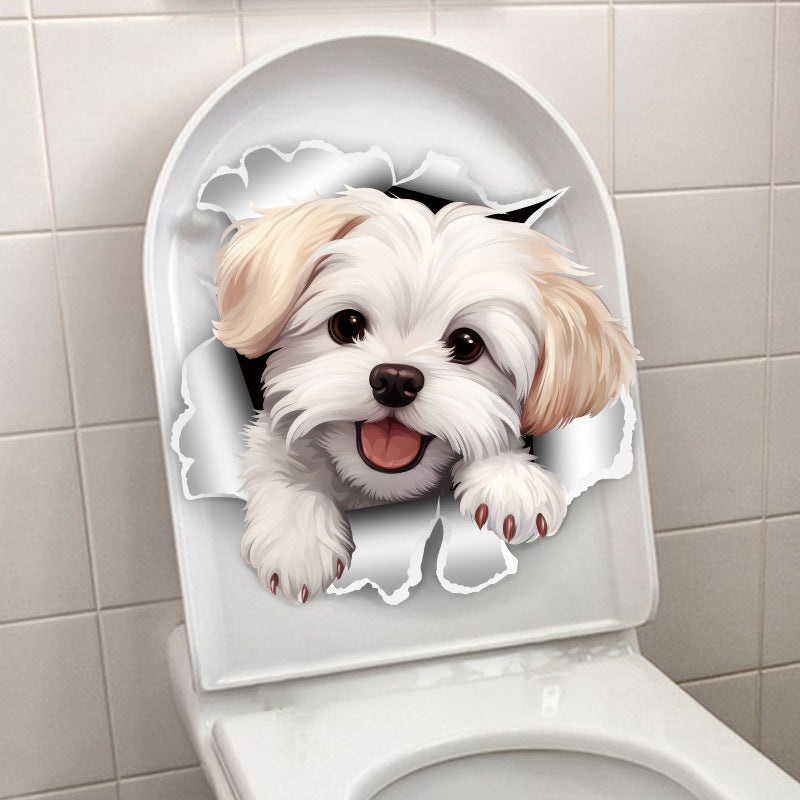 Waterproof cute puppy toilet sticker image 1