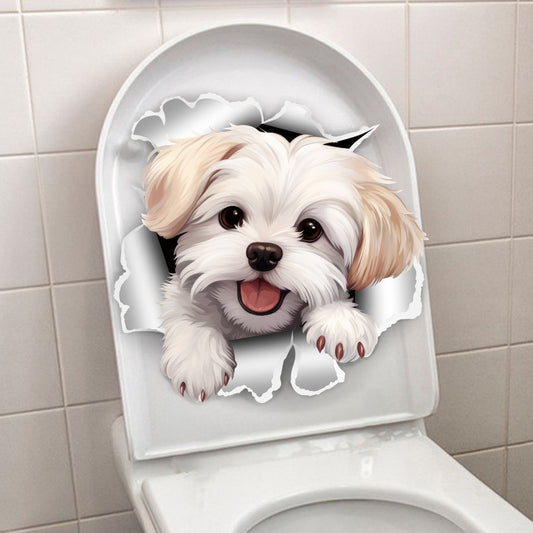 Waterproof cute puppy toilet sticker image 1