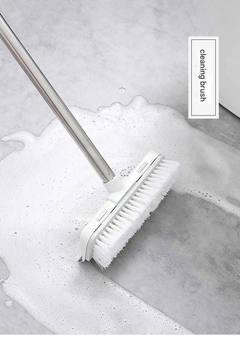 Dual-function bathroom brush in action