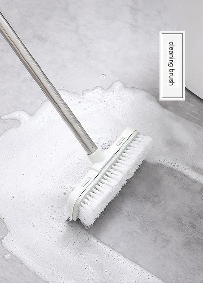 Dual-function bathroom brush in action