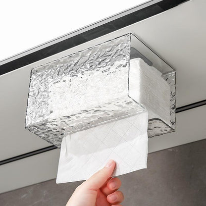 Transparent wall-mounted tissue box design