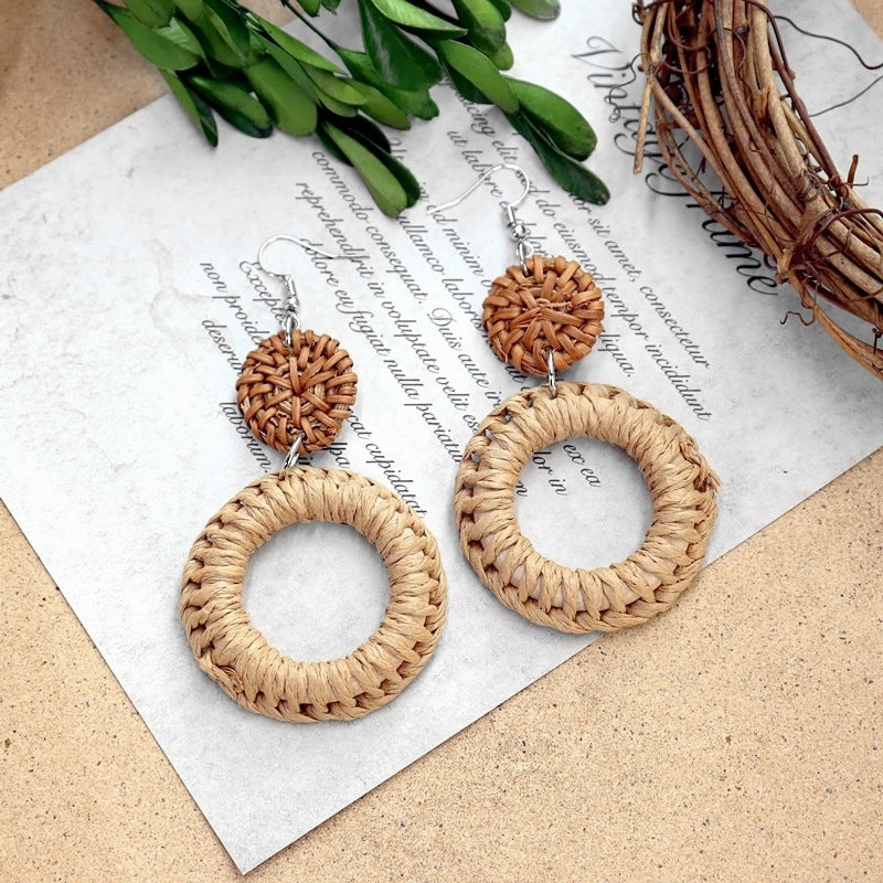 Bohemian vintage rattan earrings stylish design