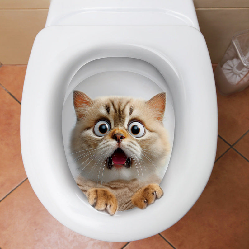 3D cat toilet sticker design 5